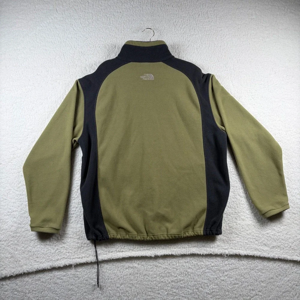 The North Face Mens XL Full Zip Thermal Fleece Jacket Olive Green Gray Hiking